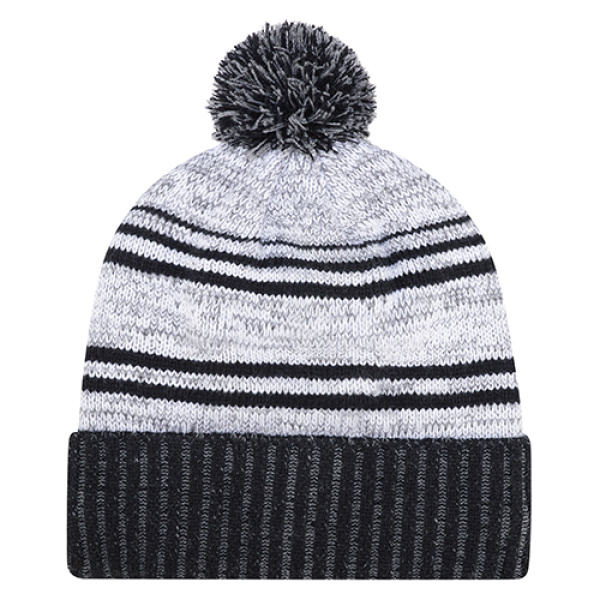 Adult Marl Jersey Knit Fleece Lined Pom Toque