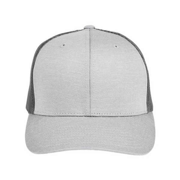 Adult Heather Trucker Cap with Faux Leather Patch - Image 2