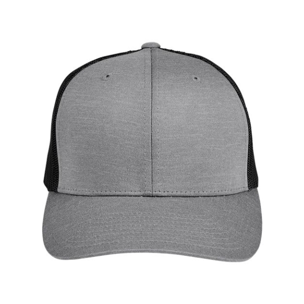Adult Heather Trucker Cap with Faux Leather Patch - Image 3