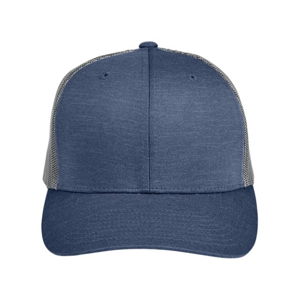 Adult Heather Trucker Cap with Faux Leather Patch - Image 4