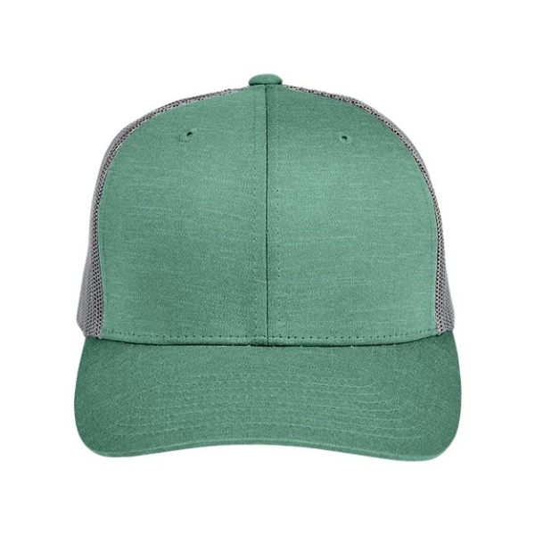 Adult Heather Trucker Cap with Faux Leather Patch - Image 5