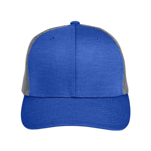 Adult Heather Trucker Cap with Faux Leather Patch - Image 8