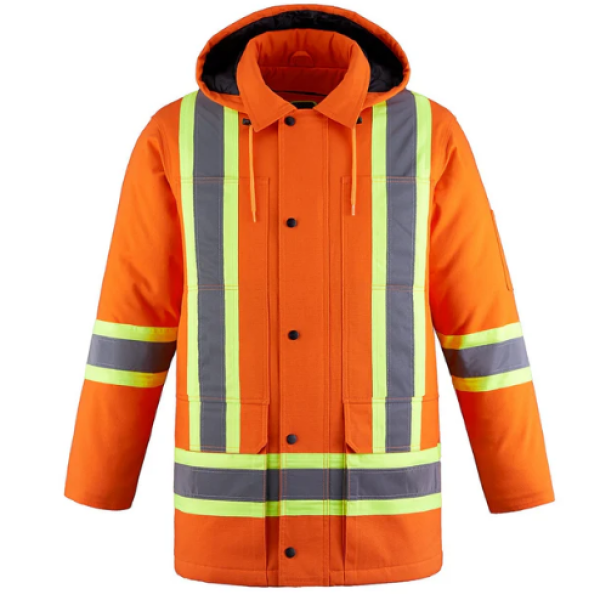 Adult Kingpin Cotton Canvas Hi-Vis Insulated Parka With Detachable Hood