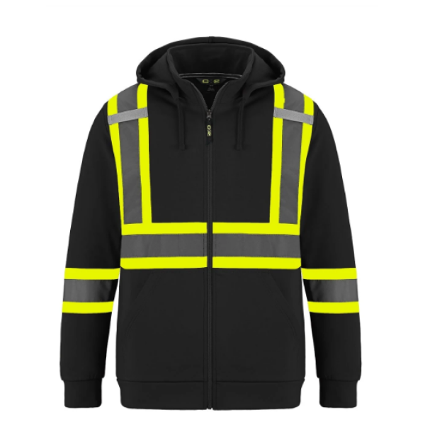 Adult Hi-Vis Full Zip Hooded Sweatshirt w/Detachable Hood