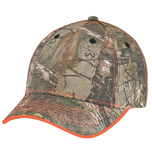 Adult Brushed Cotton Contrast Trim Camo Cap
