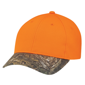 Adult Safety Orange Real Tree Camo Cap