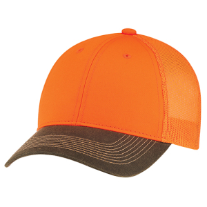 Adult Safety Orange Mesh Back Camo Cap